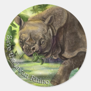 Sticker Rond Art Javan Rhino