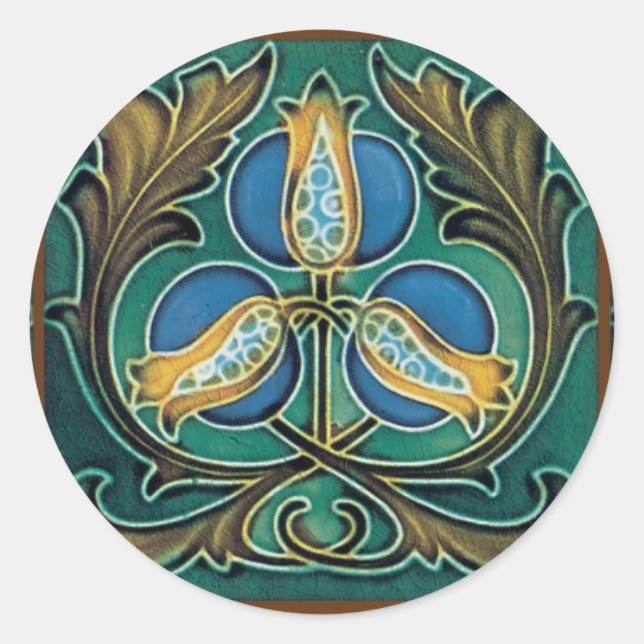 Sticker Rond Art Majolique Grenade Bleue (Devant)