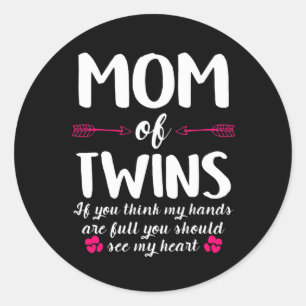 Sticker Rond Art Mère Maman Des Jumeaux Anniversaire