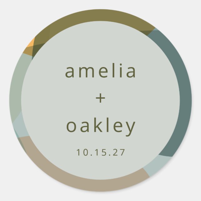 Sticker Rond Art moderne Abstrait Vert Sage Turquoise Personnal (Devant)