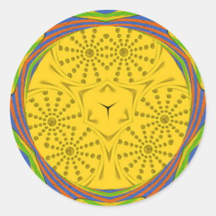 Sticker Rond Art Motif Égyptien Imprimer À damiers Conception C