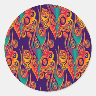 Sticker Rond Art Motif tatouage - flammes & cercles