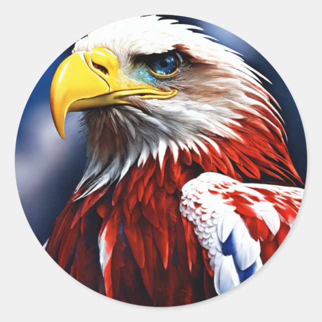 Sticker Rond art mural d'aigle en cristal (Devant)