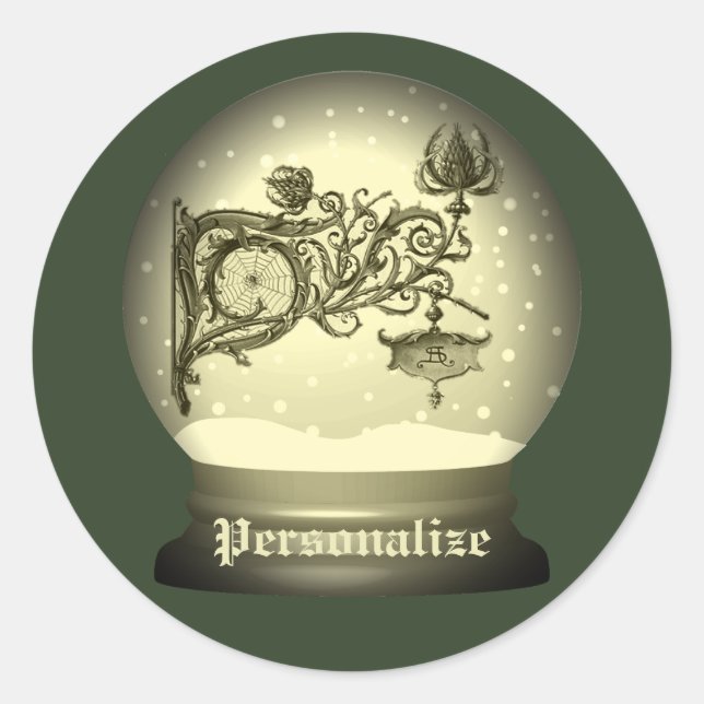 Sticker Rond Art nouveau enneigé globe anton seder élégant (Devant)