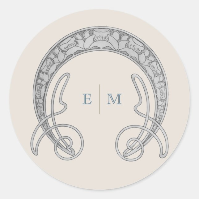 Sticker Rond Art Nouveau Monogram Mucha Initials Mailing (Devant)