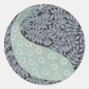 Sticker Rond Art Nouveau Peacock Classic Vintage Bird