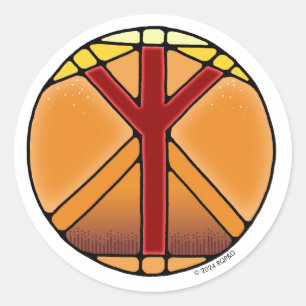 Sticker Rond Art Nouveau Rune Elhaz - PROTECTION