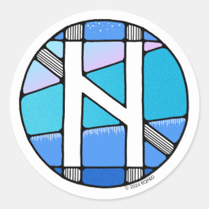 Sticker Rond Art Nouveau Rune Hagalaz - TRANSFORMATION!