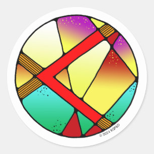 Sticker Rond Art Nouveau Rune Kenaz - CRÉATIVITÉ