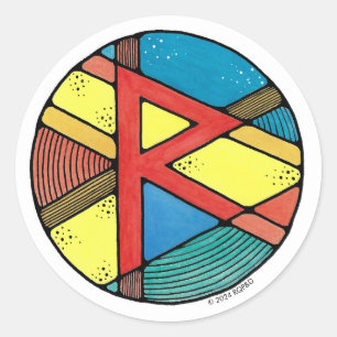 Sticker Rond Art Nouveau Rune Raidho - ÉQUILIBRE