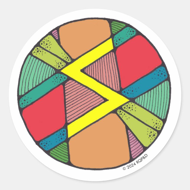 Sticker Rond Art Nouveau Rune Sowilo - SUCCÈS (Devant)