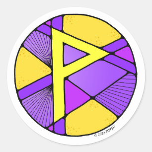 Sticker Rond Art Nouveau Rune Wunjo - JOY!