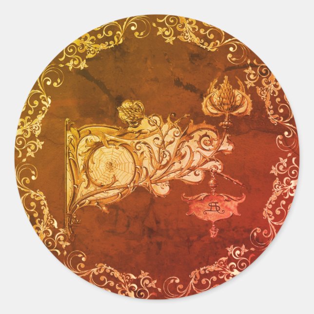 Sticker Rond Art nouveau sconce spiderweb Seder (Devant)