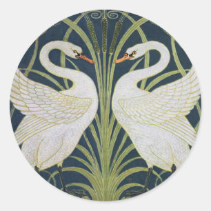 Sticker Rond Art Nouveau Swan Deux Swans