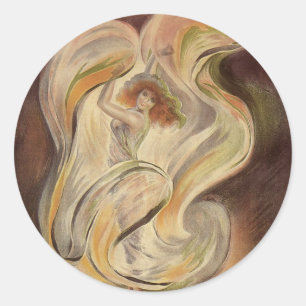 Sticker Rond Art Nouveau vintage, La Loie Fuller danseuse moder