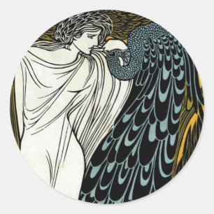 Sticker Rond Art nouveau vintage, Le Baiser par William Bradley