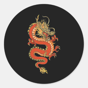 Sticker Rond Art Oriental Dragon Design Tokyo Japonais Pop Asie