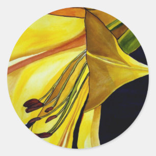 Sticker Rond Art original de Lys doré jaune