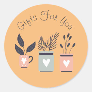 Sticker Rond Art plante design moderne Cadeau marque d'entrepri