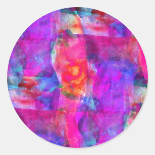 Sticker Rond Art rose, bleu, rouge texture arrière - plan