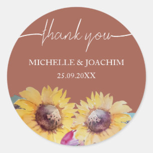 Sticker Rond Art Rustique Artistique Tournesol Aquarelle Art