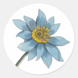Sticker Rond Art spirituel de fleur de lotus de nénuphar bleu v