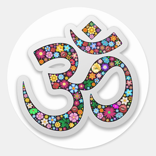 Sticker Rond Art symbolique floral Namaste (Devant)