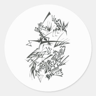 Sticker Rond Art tribal abstrait noir et blanc 25 Tattoo