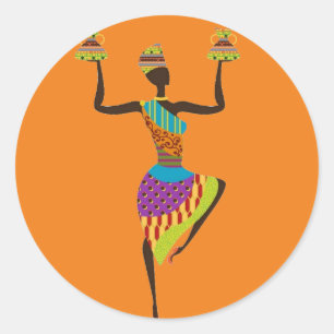 Sticker Rond Art tribal des femmes africaines