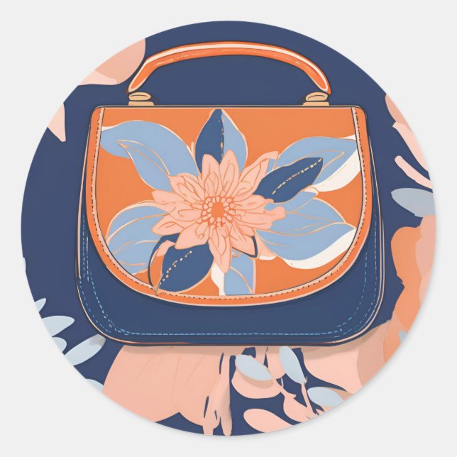 Sticker Rond Art Tropical Orange Blue AI (Devant)