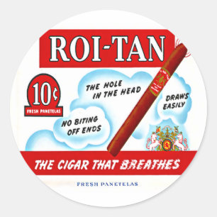 Sticker Rond Art vintage de boîte de ROI-Tan Cigra