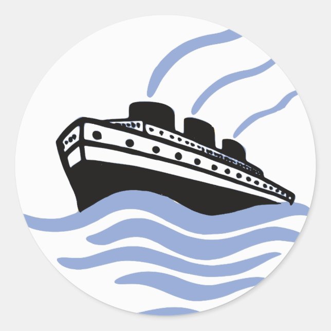 Sticker Rond Art vintage Ocean Liner (Devant)