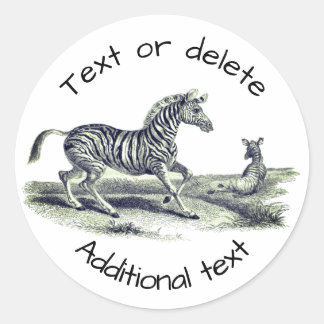 Sticker Rond Art vintage Zèbre Et Foie Personnalisé