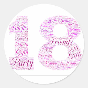 Sticker Rond Art Word 18e anniversaire - Design