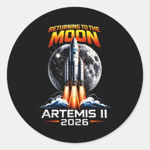 Sticker Rond Artemis ii retour sur la lune 2026 cadeau pour hom
