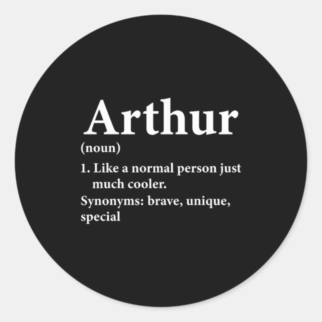 Sticker Rond Arthur Name Definition Funny D  (Devant)