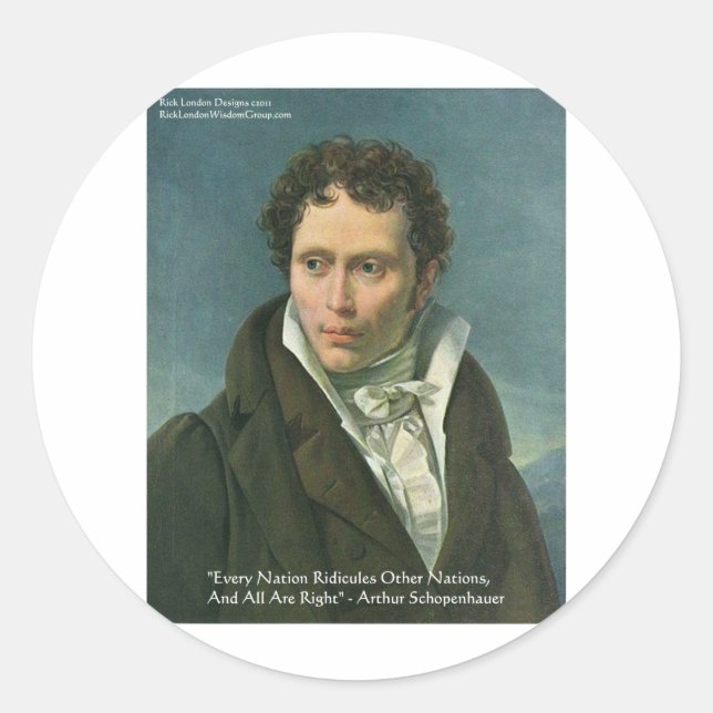 Sticker Rond Arthur Schopenhauer "Nations Ridicule" Don de devi (Devant)