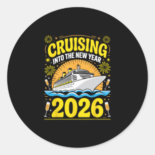 Sticker Rond Articles de fête du Nouvel An 2026 pour une croisi