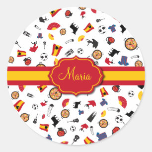 Sticker Rond Articles de l'Espagne avec le drapeau pour ajouter