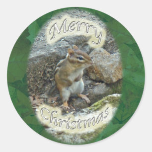 Sticker Rond Articles de Noël Chipmunk
