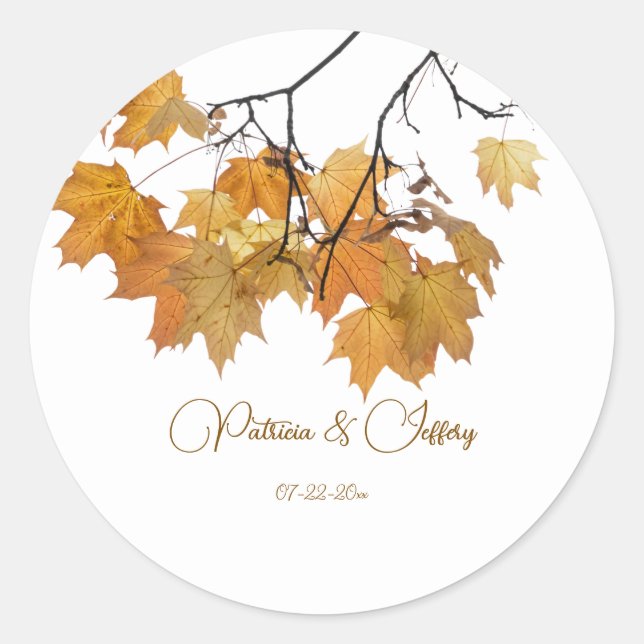 Sticker Rond Artisan Automne Feuilles d'automne Mariage (Devant)