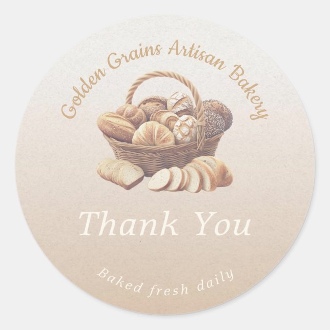 Sticker Rond Artisan Bread Basket Thank You (Devant)