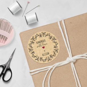 Sticker Rond Artisanat artisanal avec amour Artisanat Faux Pers