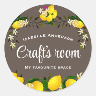 Sticker Rond Artisanat citron Brown