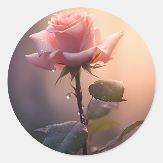 Sticker Rond artisanat de rose, artisanat de cadeau, plaque de  (Devant)