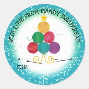Sticker Rond Artisanat de tricot des armoiries de Noël de Fer