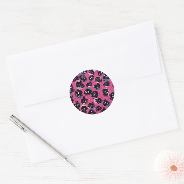 Sticker Rond Artisanat et fournitures de fête rose emo scull Ca (Enveloppe)