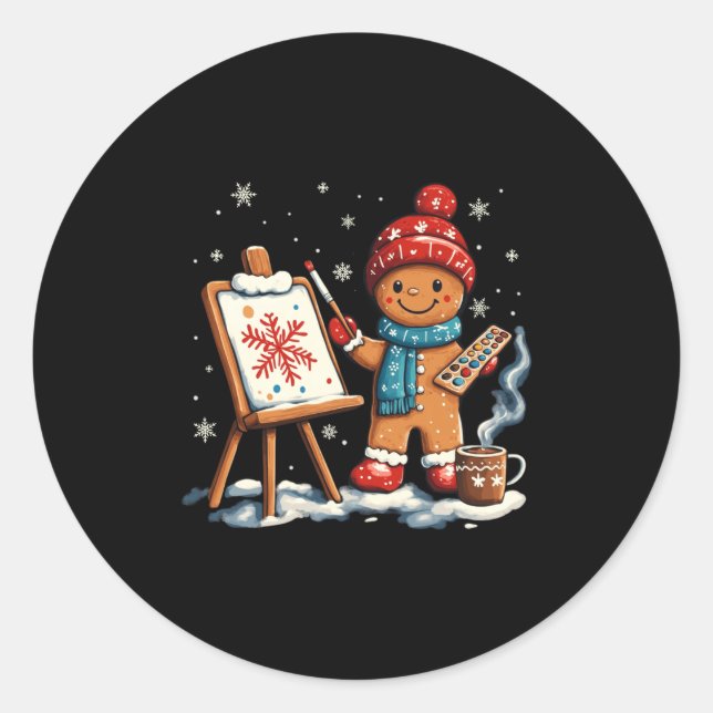 Sticker Rond Artist Gingerbread Painter Art Teacher Student Chr (Devant)