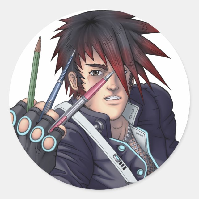 Sticker Rond Artiste Anime Manga (Devant)