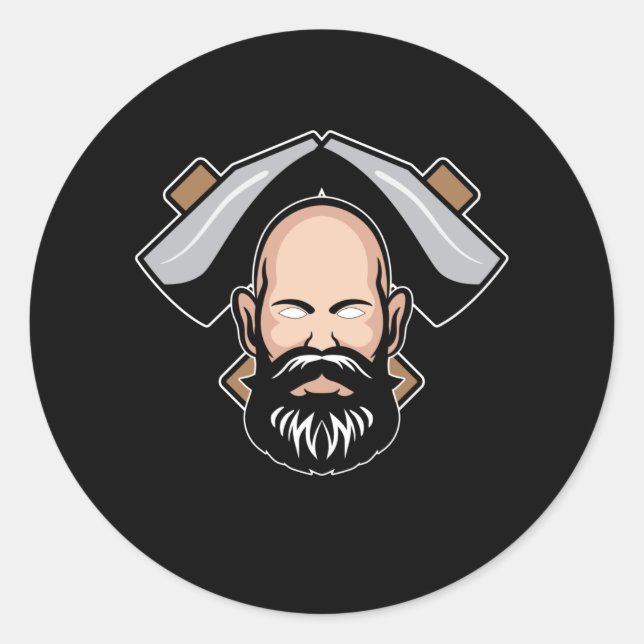 Sticker Rond Artiste de la barbe en colère Outils forts (Devant)